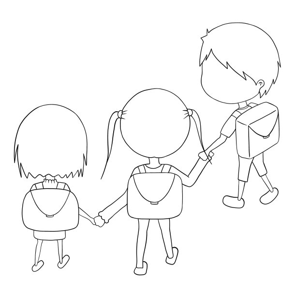 同学们手牵着手。图片下载