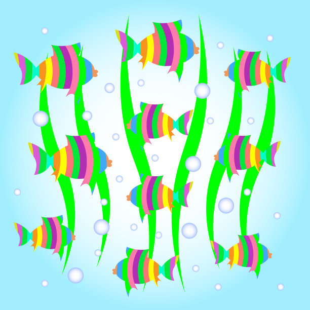 矢量插图的鱼在一个水族馆图片下载