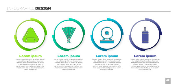 集寿司，中国折扇，锣和烟花。业务信息模板。向量图片下载
