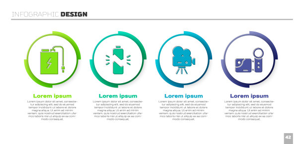 设置电源与充电线，坏电池，复古电影相机和电影相机。业务信息模板。向量图片下载