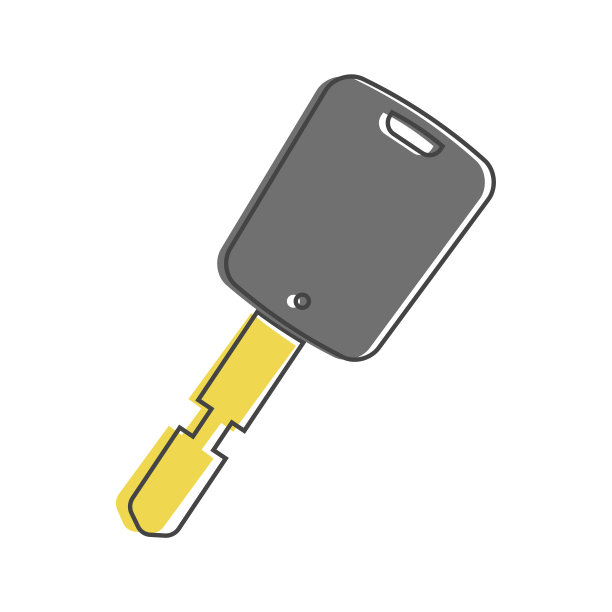 矢量图标汽车键卡通风格上的白色孤立背景。图片下载