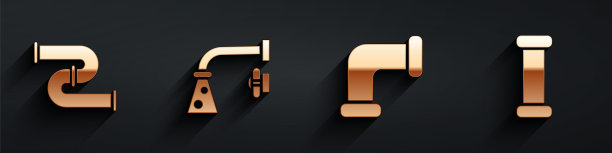 设置工业金属管，水龙头，工业金属管和工业金属管图标与长阴影。向量图片下载