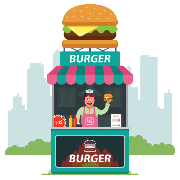 街边卖汉堡的摊位图片下载