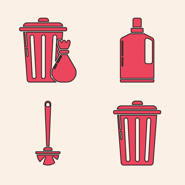 设置垃圾桶、垃圾桶和垃圾袋图片下载