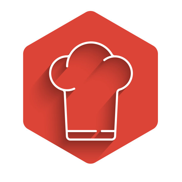 白线厨师帽图标孤立与长影子图片下载