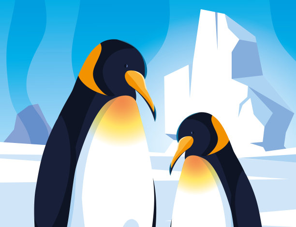 企鹅在北极的北极景观图片下载