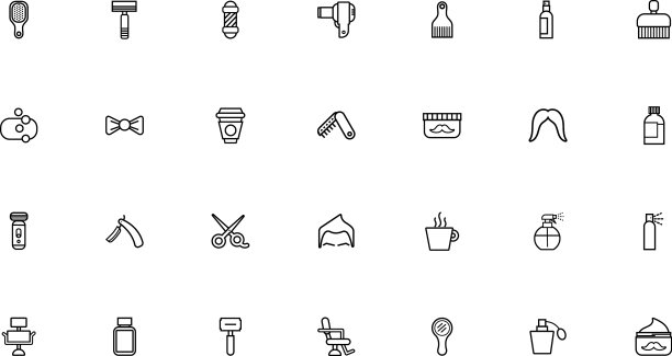 捆绑理发店设线造型图标图片下载