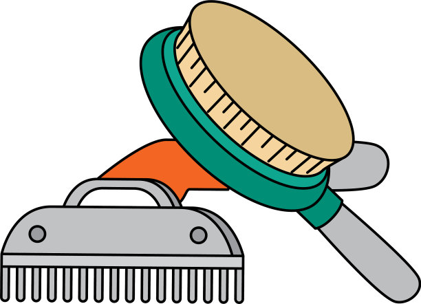 刷子和梳宠物孤立图标图片下载