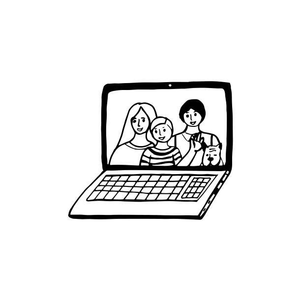 涂鸦单一元素的数字设备-笔记本电脑，电脑。手绘矢量草图插图孤立在白色背景。图片下载