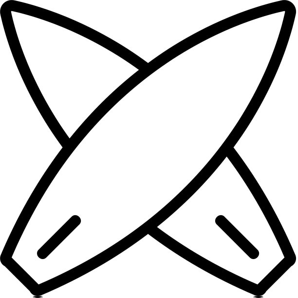 冲浪板海滩图标孤立轮廓图片下载