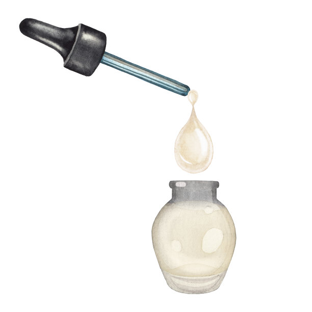 水彩油从玻璃瓶内的滴管滴落。图片下载