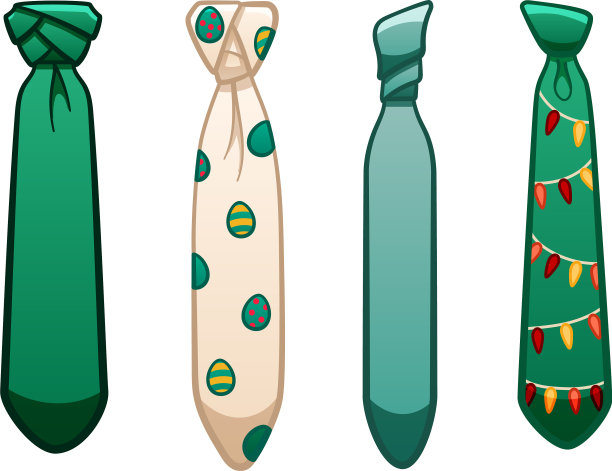 四条绿色领带设置在白色背景上图片下载