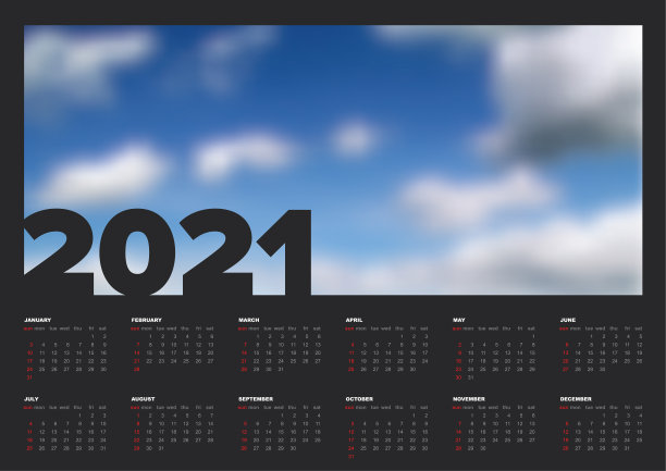 黑暗日历模板为2021年图片下载