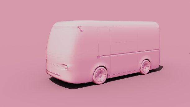 粉色电动自动驾驶面包车图片下载