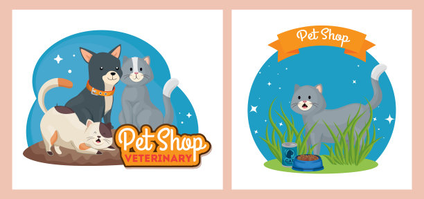 设置海报宠物店兽医与图标图片下载