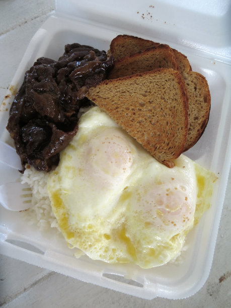 烤牛肉早餐盘和鸡蛋图片下载