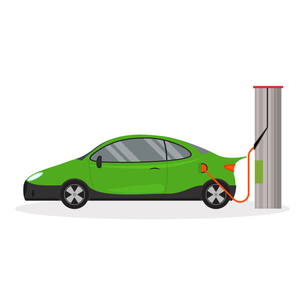 卡通电动车上一辆白色图片下载