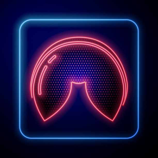 发光的霓虹灯中国幸运饼干图标孤立图片下载