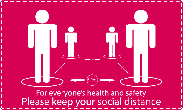 图标人的概念社交距离保持6英尺的其他人，实践到位，以执行社交距离，矢量插图图片下载
