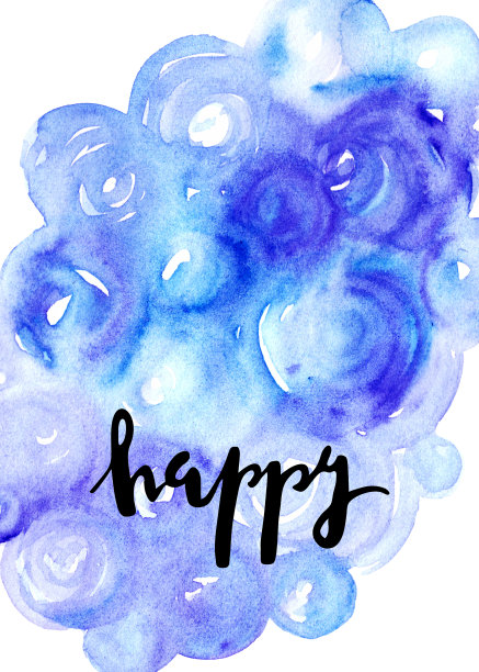 手暗水彩泡沫在蓝色图片下载