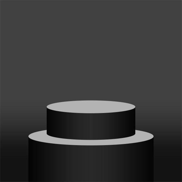 黑色基座圆柱圈一步化妆品展示，3d基座圈舞台黑灰色，平台一步广告文案空间，基座圈一层产品展示图片下载