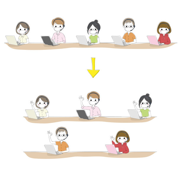 测量社交距离的呼叫中心图片下载