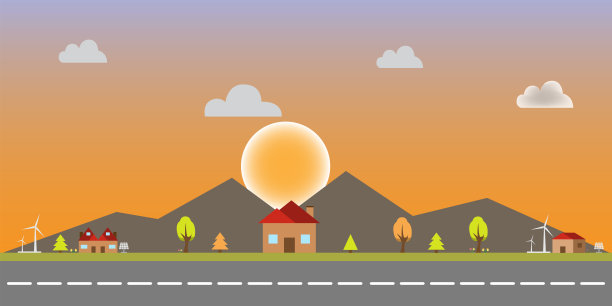 秋天大自然的设计。矢量平面风格。图片下载