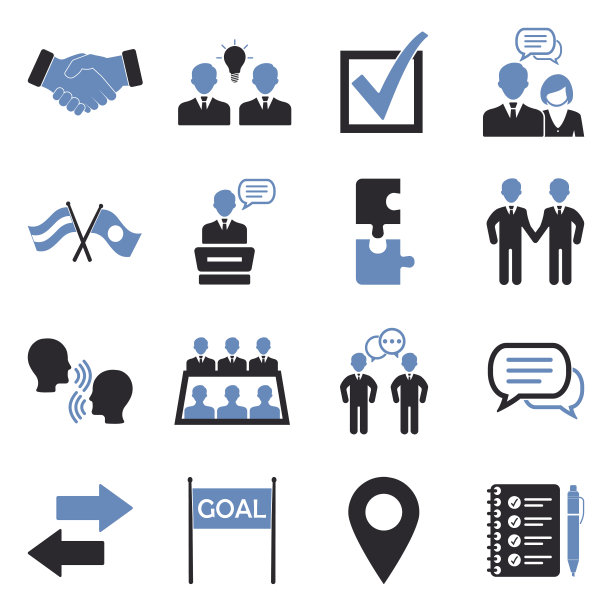 谈判的图标。双色调平面设计。矢量插图。图片下载