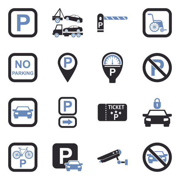 停车图标。双色调平面设计。矢量插图。图片下载