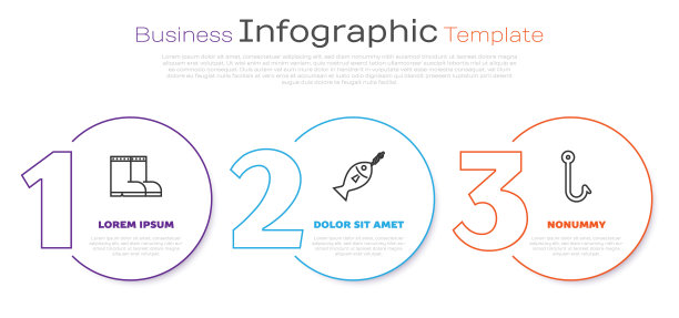 放线钓靴，钓钩和钓钩。业务信息模板。向量图片下载