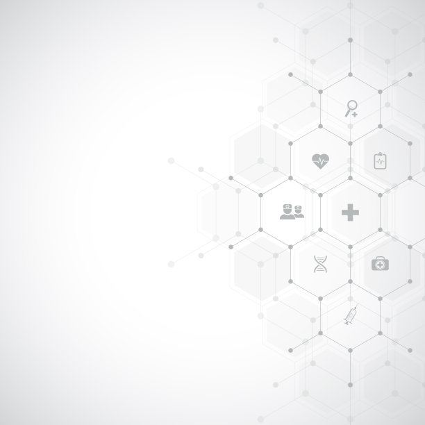 医学的抽象背景与平面图标和符号。模板设计具有概念和理念，适用于医疗保健技术、创新医药、健康、科学研究。矢量插图。图片下载