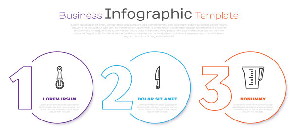 订线披萨刀，刀和量杯。业务信息模板。向量图片下载