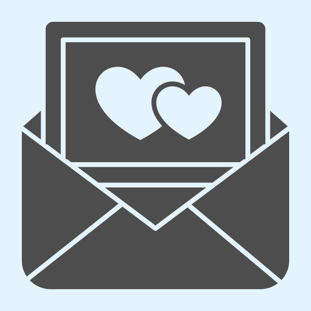 浪漫的邀请固体图标打开信封图片下载