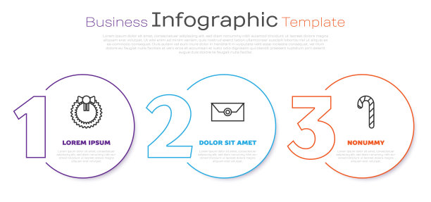 设置线圣诞花环，信封与圣诞派对邀请卡和圣诞糖果藤条条纹。业务信息模板。向量图片下载