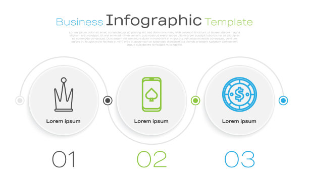 集线皇冠，在线扑克桌游和赌场筹码与美元。业务信息模板。向量图片下载