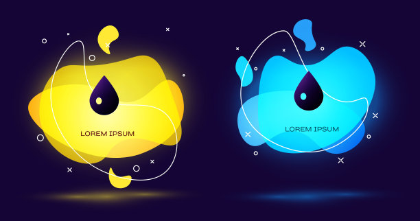 黑色水滴图标孤立的黑色背景。带有液体形状的抽象横幅。矢量图图片下载