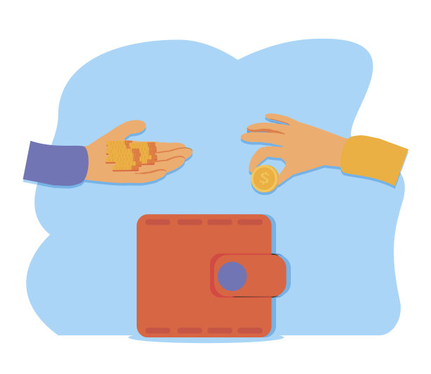 省钱的概念。矢量插图在平面风格设计。钱包里装满硬币，手里拿着硬币。金融符号和图标。图片下载