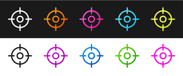 设置目标运动图标隔离在黑色和白色背景。射击靶场或射击的清晰目标。矢量图图片下载
