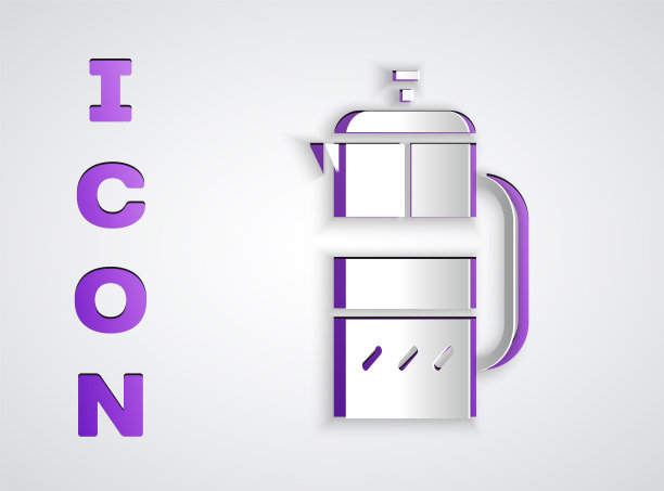 剪纸法国出版社图标孤立在灰色背景。纸艺术风格。矢量图图片下载