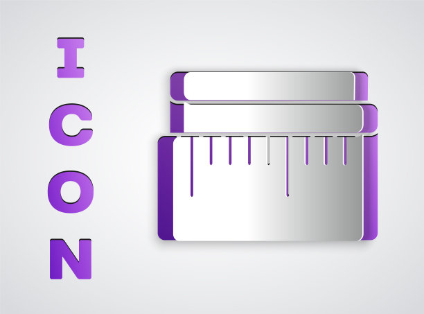 纸切割磁带测量图标孤立在灰色背景。卷尺。纸艺术风格。矢量图图片下载