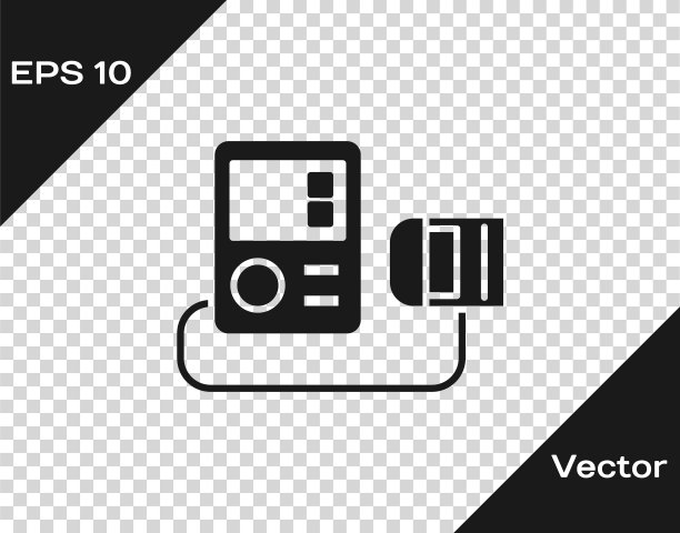 黑色血压图标孤立在透明的背景上。矢量图图片下载