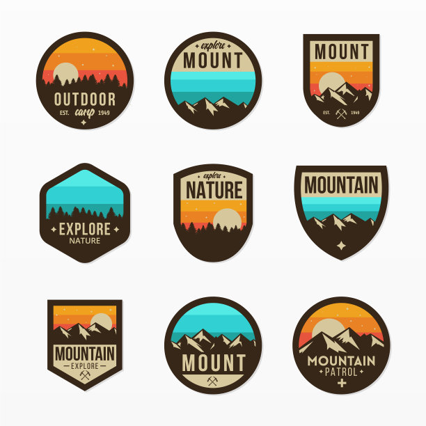 露营和山徽设置图片下载