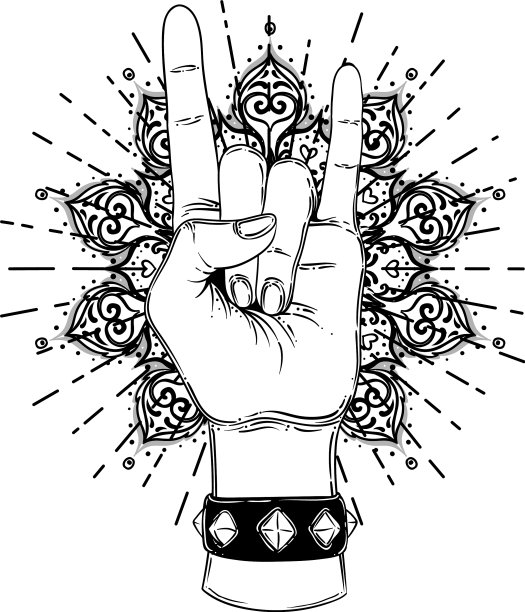 摇滚手势手绘的图片下载