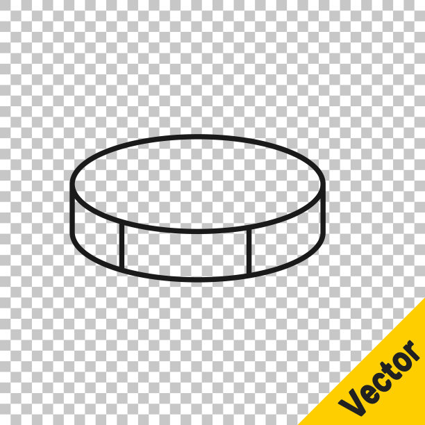 黑线冰球图标孤立在透明的背景。运动设备。矢量图图片下载