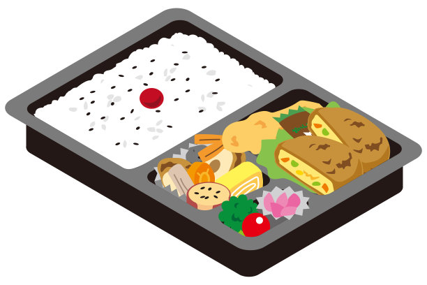 午餐盒里有炸丸子和虾图片下载