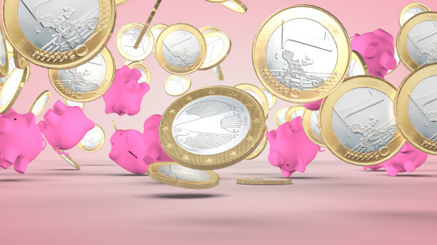 财务成功的概念，小猪存钱罐。三维渲染图片下载