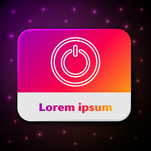 白色线电源按钮图标隔离在黑色图片下载