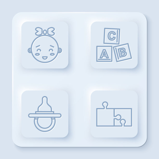 立线快乐的小女孩头ABC块宝宝图片下载