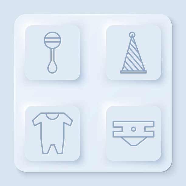 Set line拨浪鼓玩具派对帽子衣服图片下载