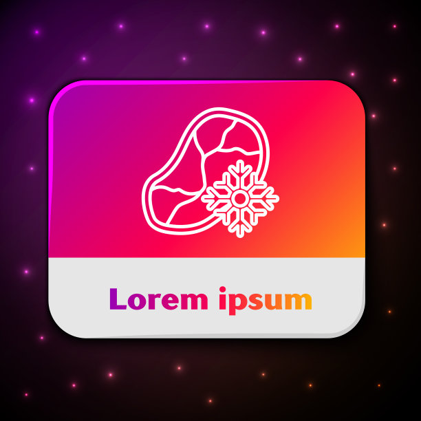 白线新鲜冷冻牛排肉图标孤立图片下载